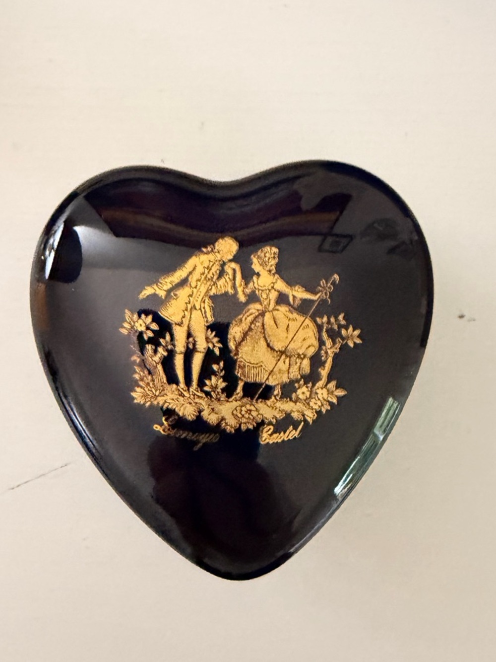 Limoges Castel Heart Trinket Box 22k gold